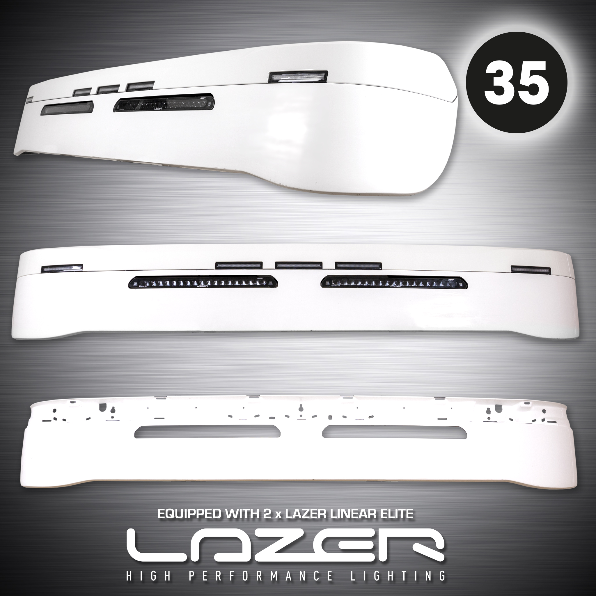 Sunvisor 35 cm for Scania NG with Lazer Linear 18 Elite 126W LED-bars