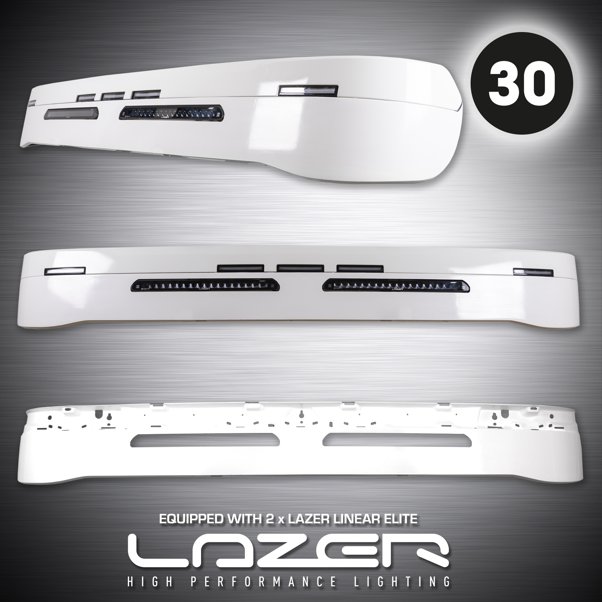Sunvisor 30 cm for ALL Scania NG With Lazer Linear 18 Elite 126W LED-bars