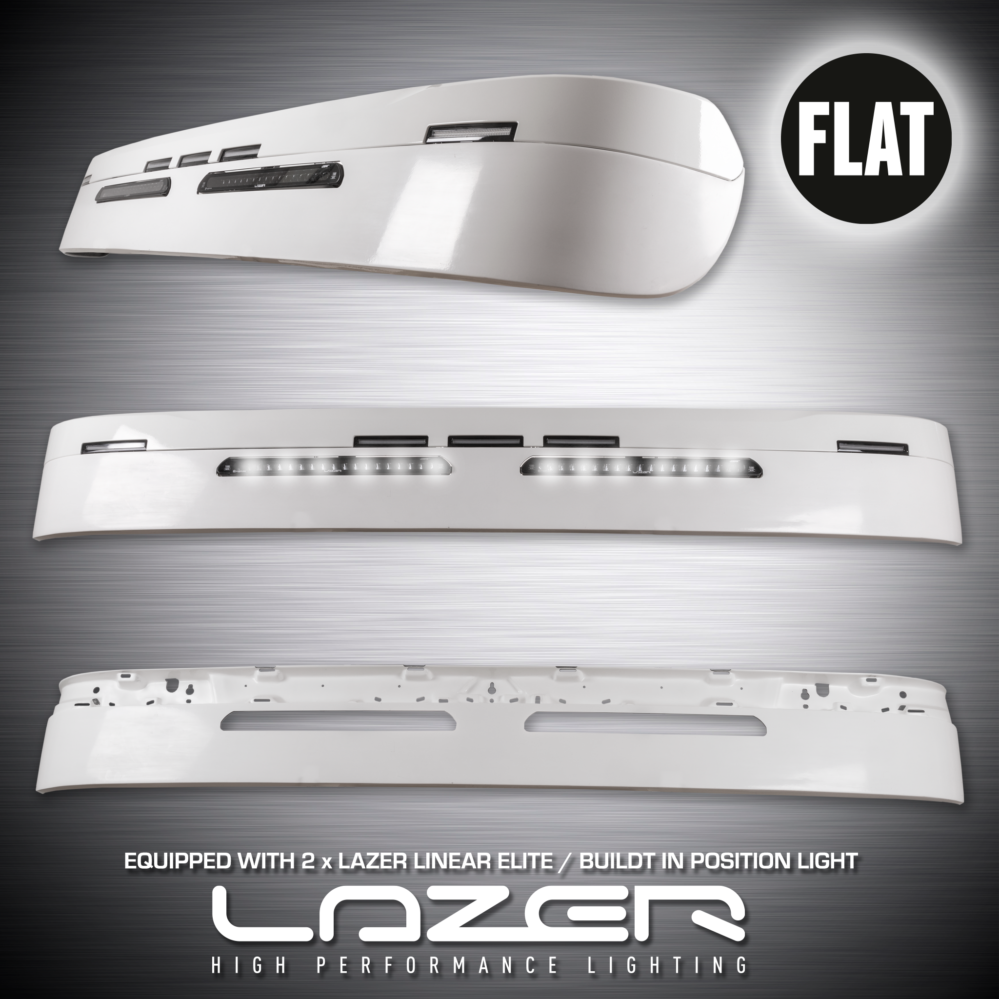 Sunvisor Flat for ALL Scania NG With Lazer Linear 18 Elite 126W LED-bars with white pos.light