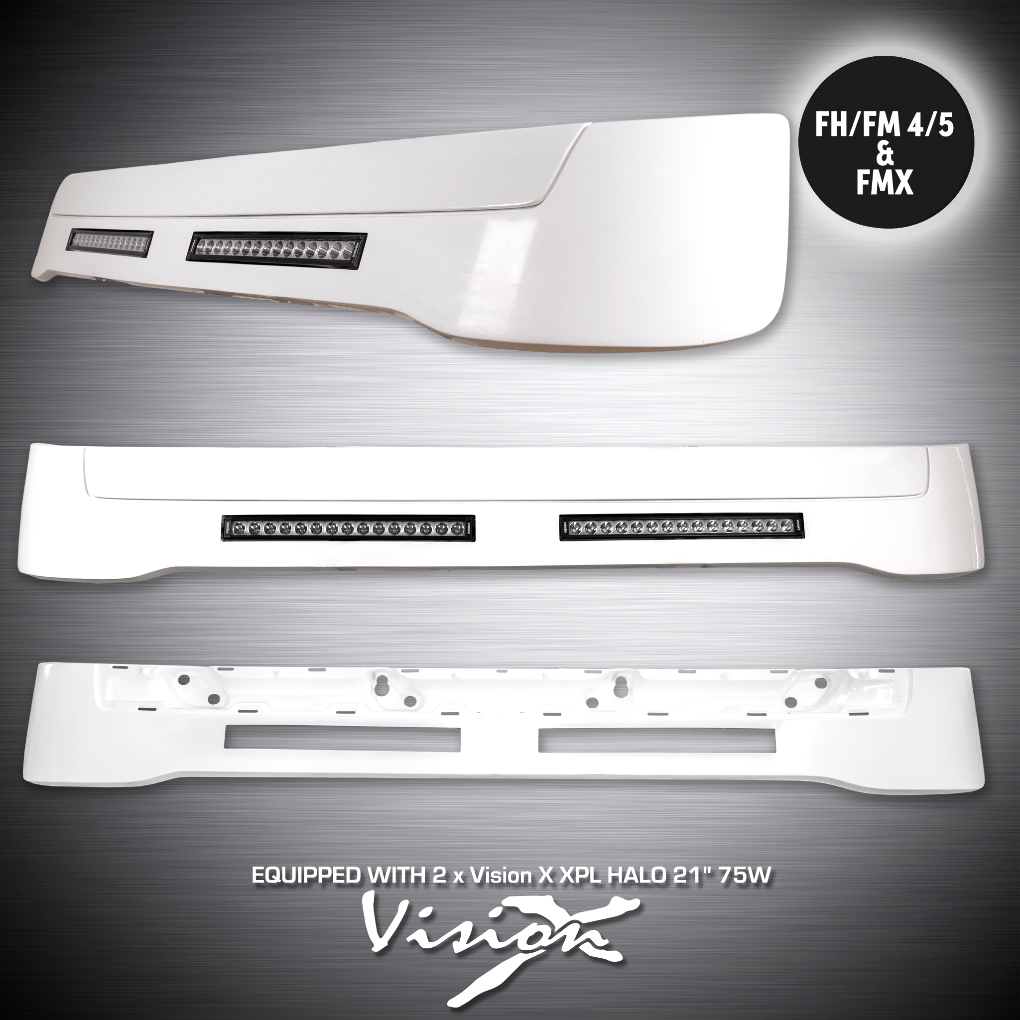 Sunvisor for Volvo FH/FM 4/5 and FMX With Vision X XPL HALO 21' 75W LED-bars